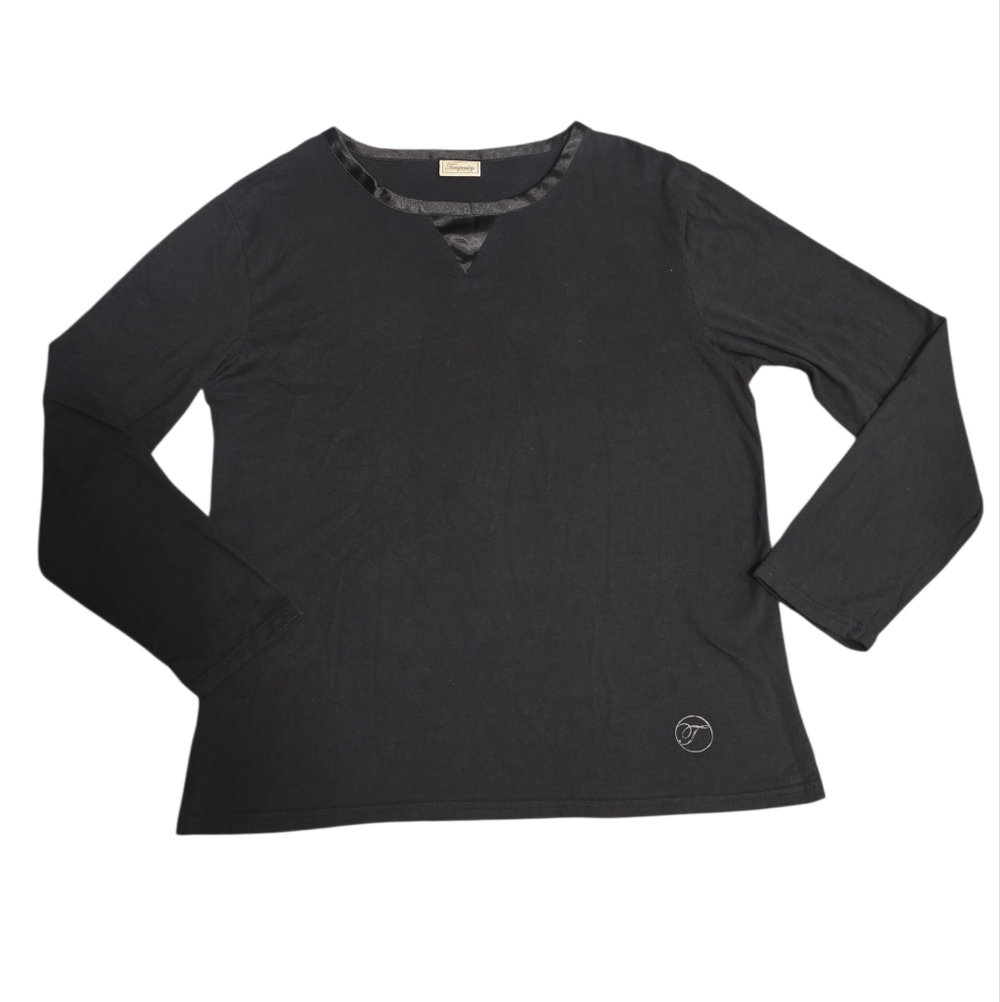Vintage Temperley London Black Cotton Longsleeve Satin Collar Size Large